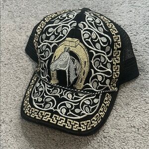Black and Gold Embroidered Cap